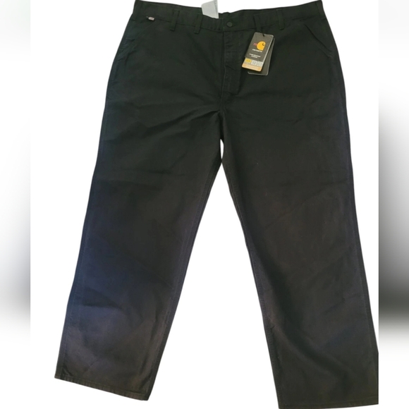 Carhartt FR Mens Washed Duck Work Dungaree Pants Black Size 44x32 2112 Cat 2 NEW - Picture 1 of 8